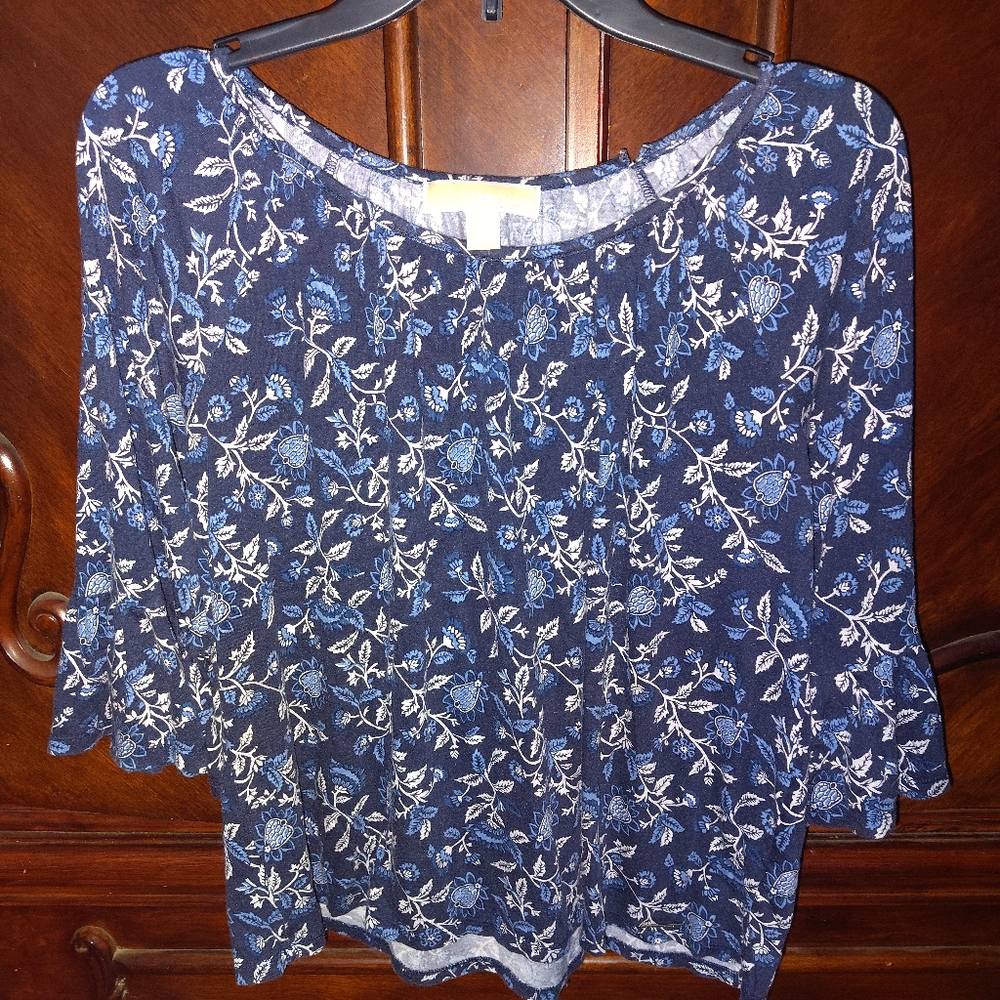 MICHAEL Michael Kors Blue and White Floral Top